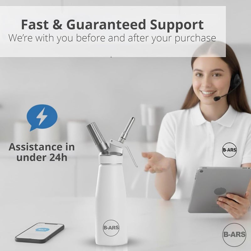 Bars Whipped Cream Dispenser-Professional Dispenser-Whip Cream Dispenser -Whipping Siphon-Whipped Cream Maker-Cream Whipper-Aluminum Whipped Cream Dispenser 500 ml. (White) - Image 5